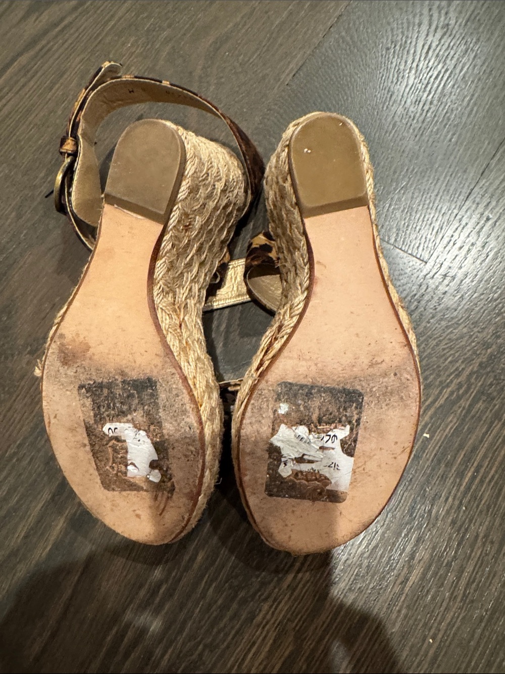Stuart Weitzman Leopard-Pattern Brown Tan Wedge Sandal - Picture 6 of 9